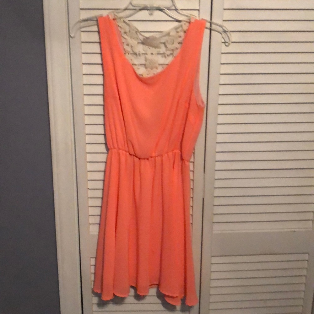 Coral Dress with Lace back